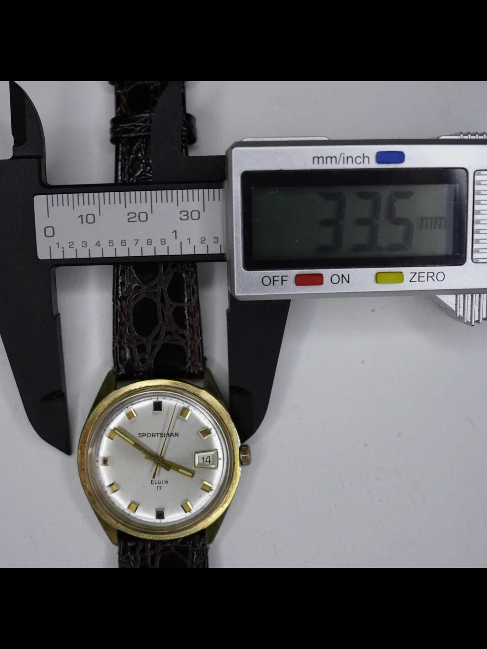 Vintage Elgin Sportsman 17 Jewel Manual Wind Date Gold Tone Men's Dress Watch